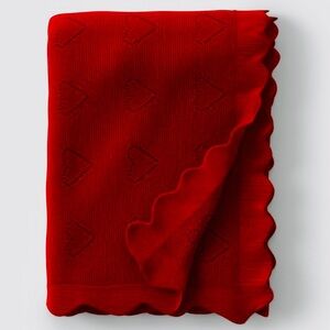 Target Valentine’s Day Red Hearts Knit Throw Blanket with Scalloped Trim